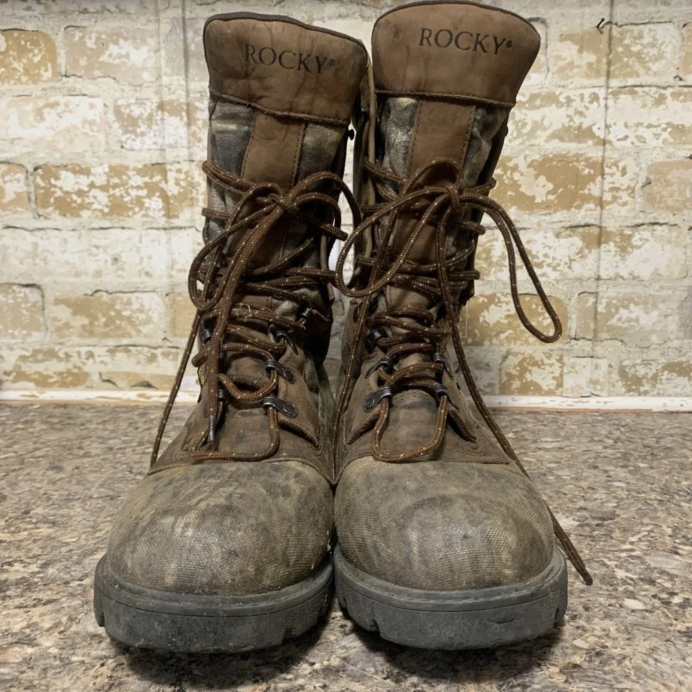 Rocky Gore Tex Camo Boots Sz 11.5 Mens Thinsulate Tall Bobcat Hi 1000 Gr 8927